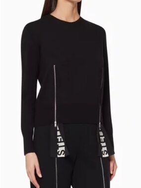 $400 STELLA MCCARTNEY Logo Band Sweater black zip hidden logos M